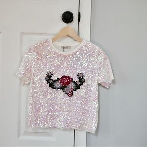 NWT Zara sequin crop top